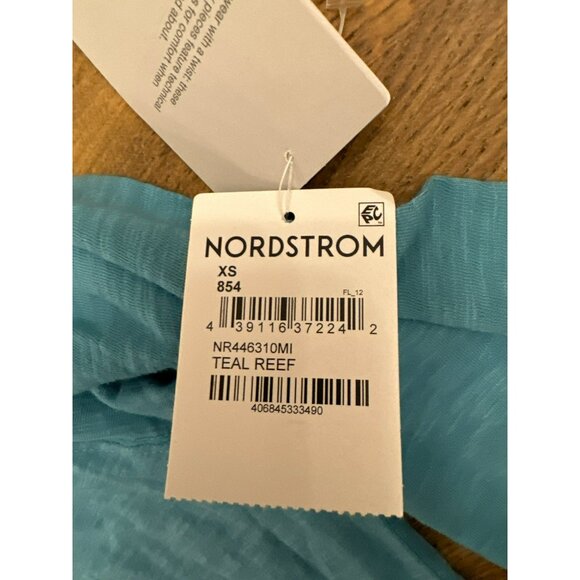 Zella All Day Teal Reef Long Sleeve Shirt XS Nordstrom Blue Green Cotton Womens - Picture 2 of 7